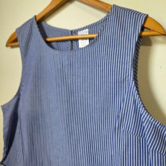 NEVER WORN TIME AND TRU PINSTRIPE SLEEVELESS COTTON RUFFLED TOP SIZE L - Picture 11 of 15